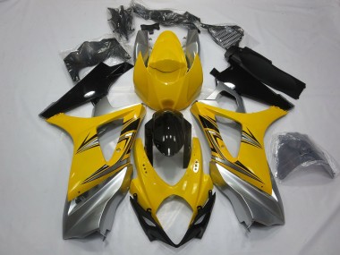 Yellow Silver 2007-2008 Suzuki GSXR 1000 Motorcycle Fairing