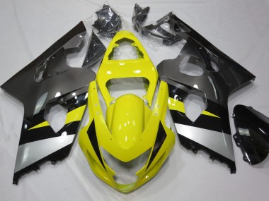 Yellow and Grey 2004-2005 Suzuki GSXR 600-750 Motorcycle Fairing