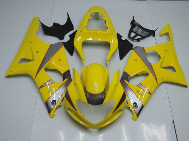 Yellow and Silver 2000-2002 Suzuki GSXR 1000 Motorcycle Fairing Yellow and Silver 2000-2002 Suzuki GSXR 1000 Motorcycle Fairing